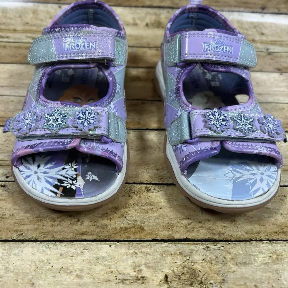 Disney Frozen Movie Toddler Girls Sandals Anna & Elsa Purple Blue Size 11